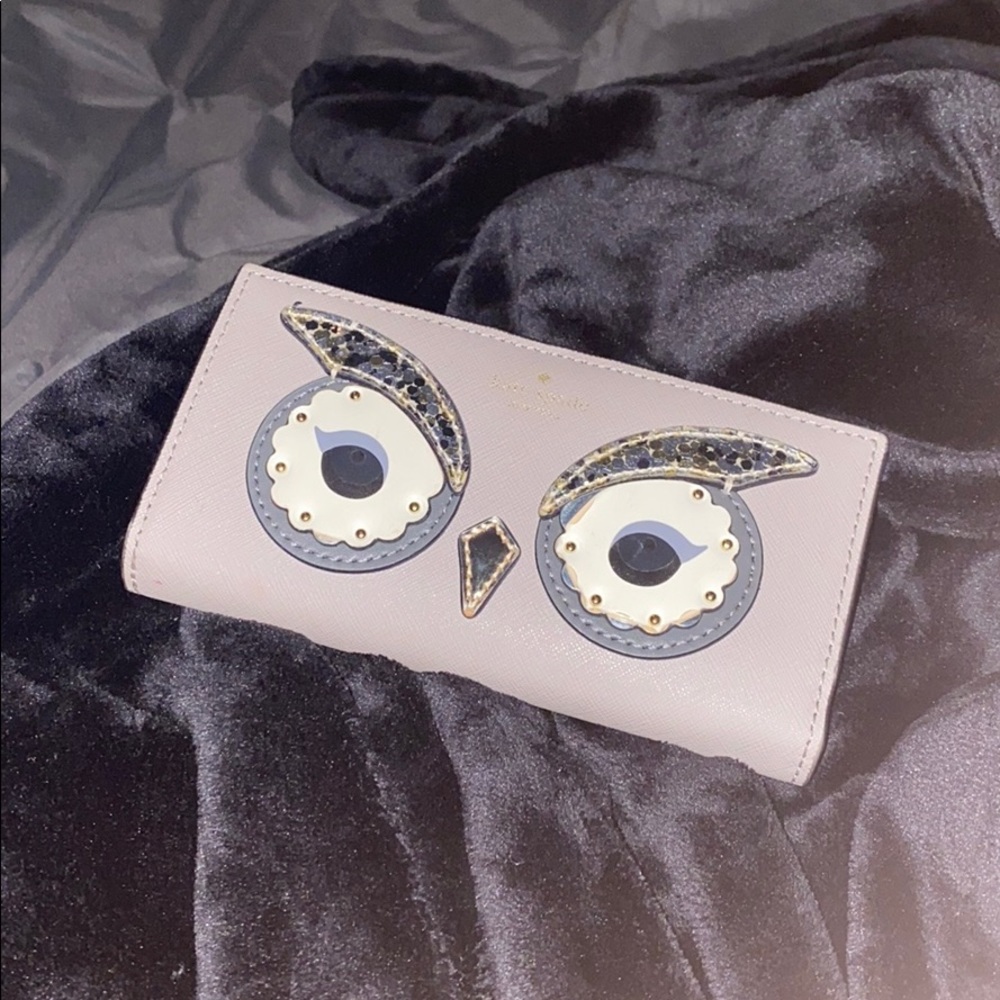 KateSpade Owl Stacy Saffiano Leather Bifold Wallet